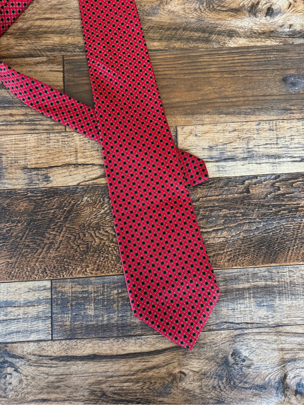 Robert Talbott Best of Class Silk Tie Red Black Geometric Made in USA Micro